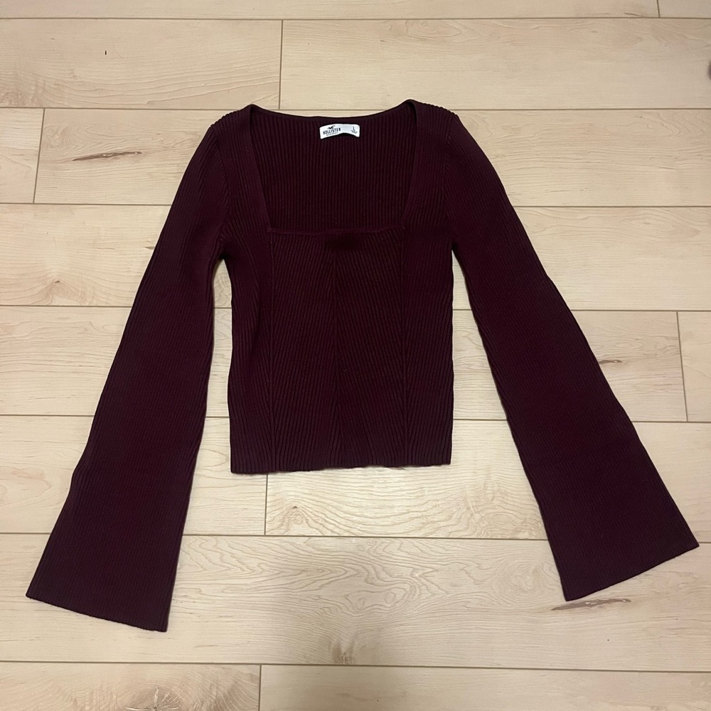 Hollister Burgundy Square-Neck Sweater